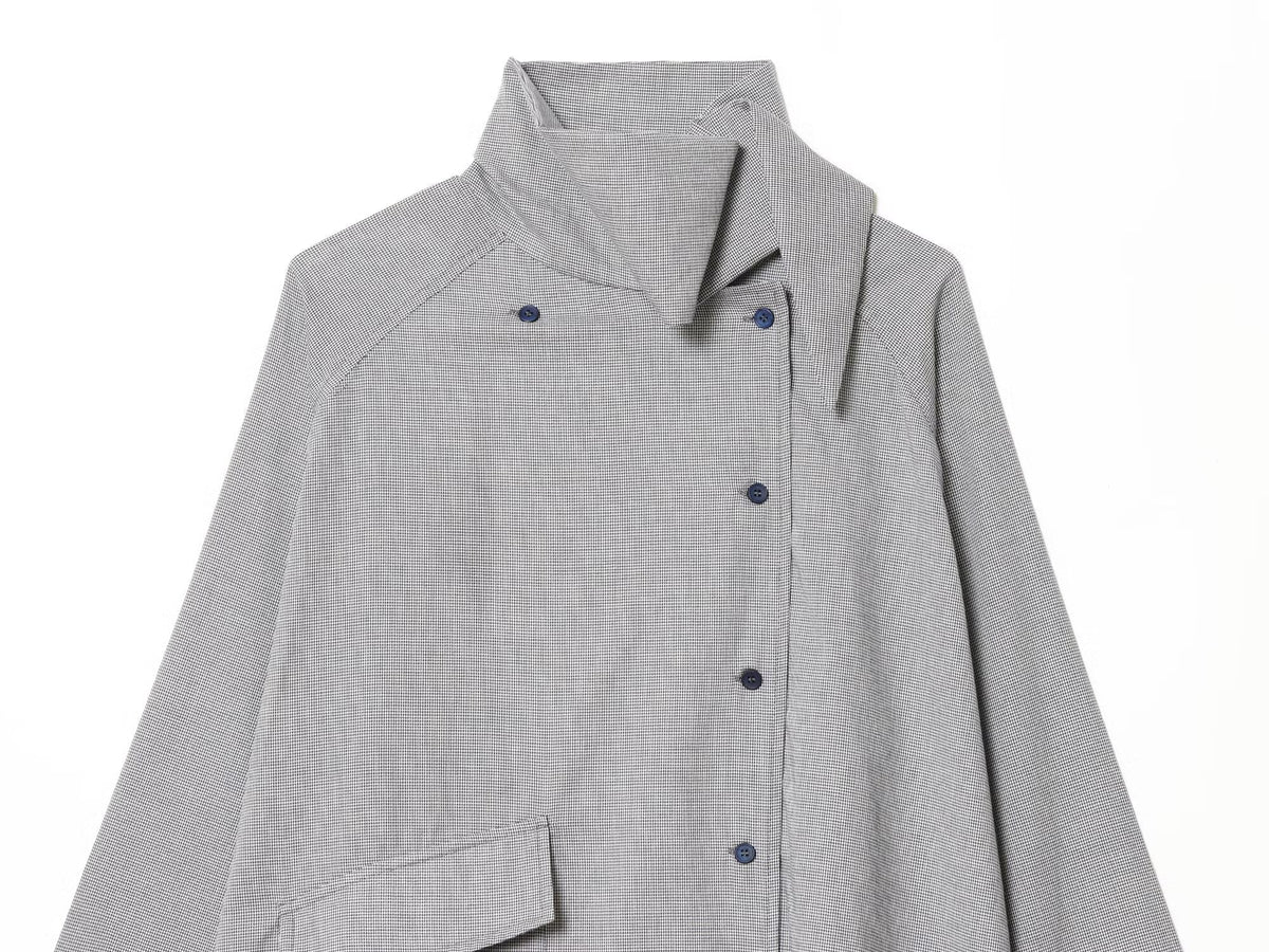 Women's 2026 loose standing collar checkered shirt