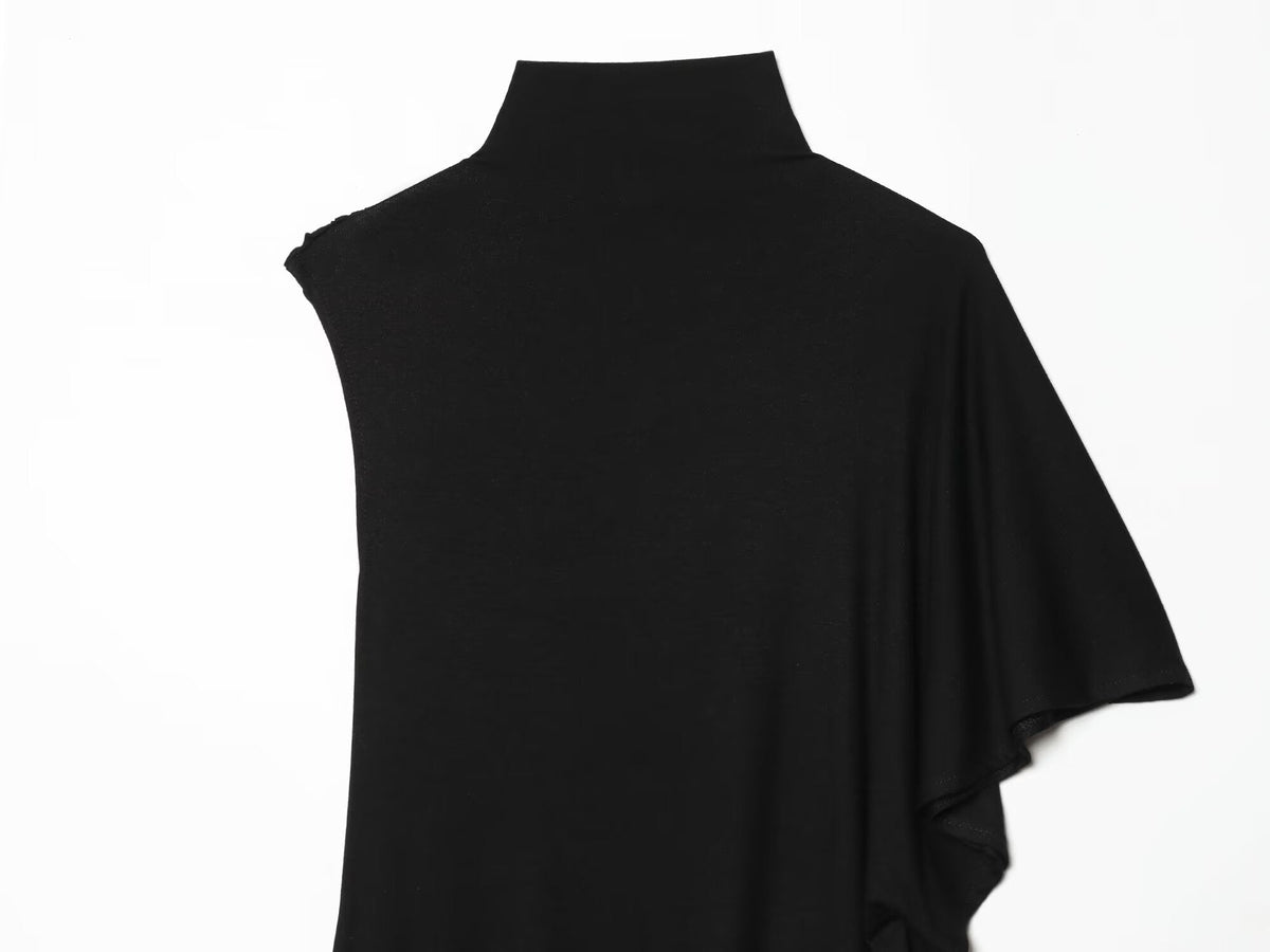 Women's new asymmetric long style pleated top