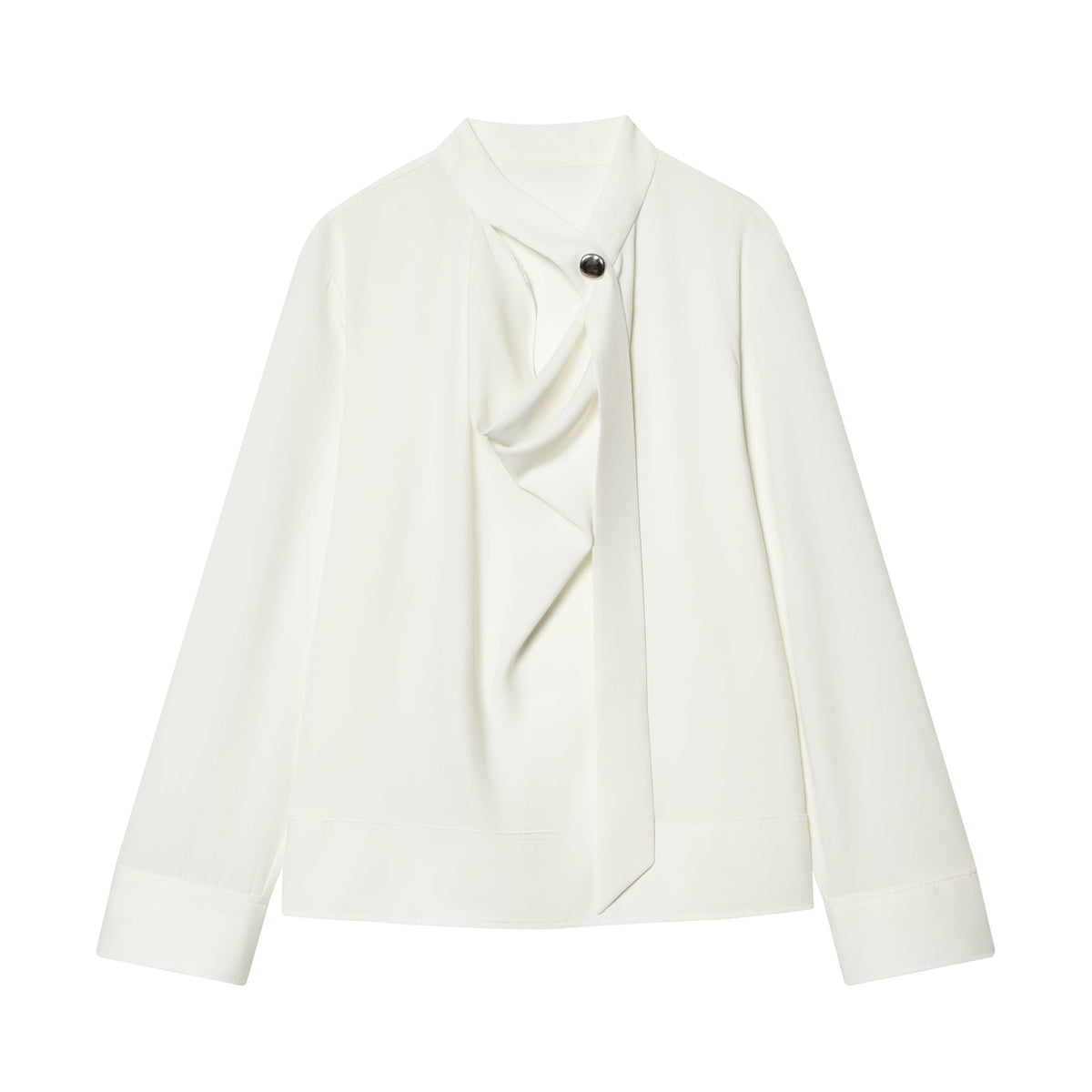 Women's lace up collar pleated shirt