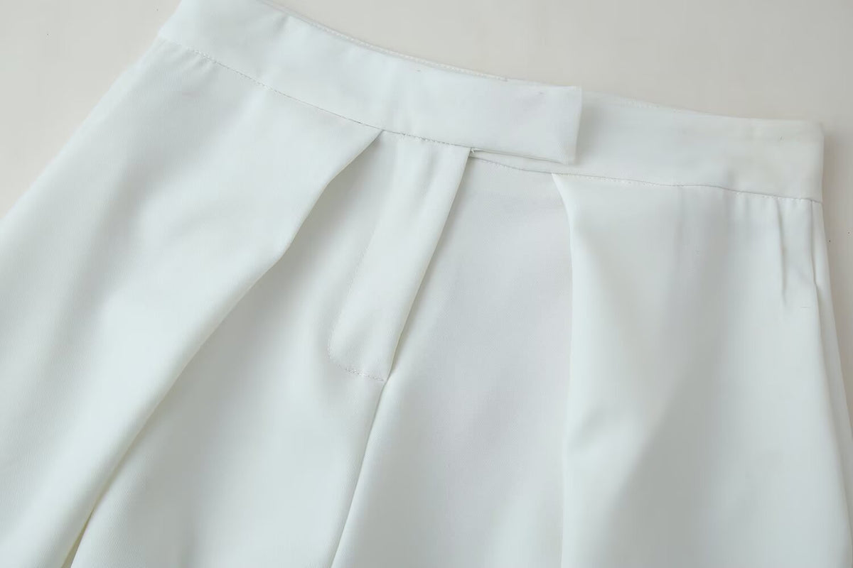 Women's new casual loose zipper pleated trousers