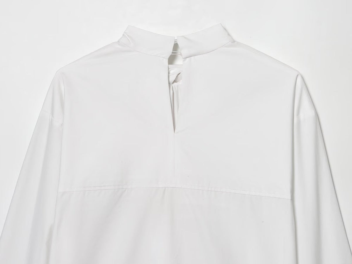 Women's 2026 loose bow decoration poplin shirt