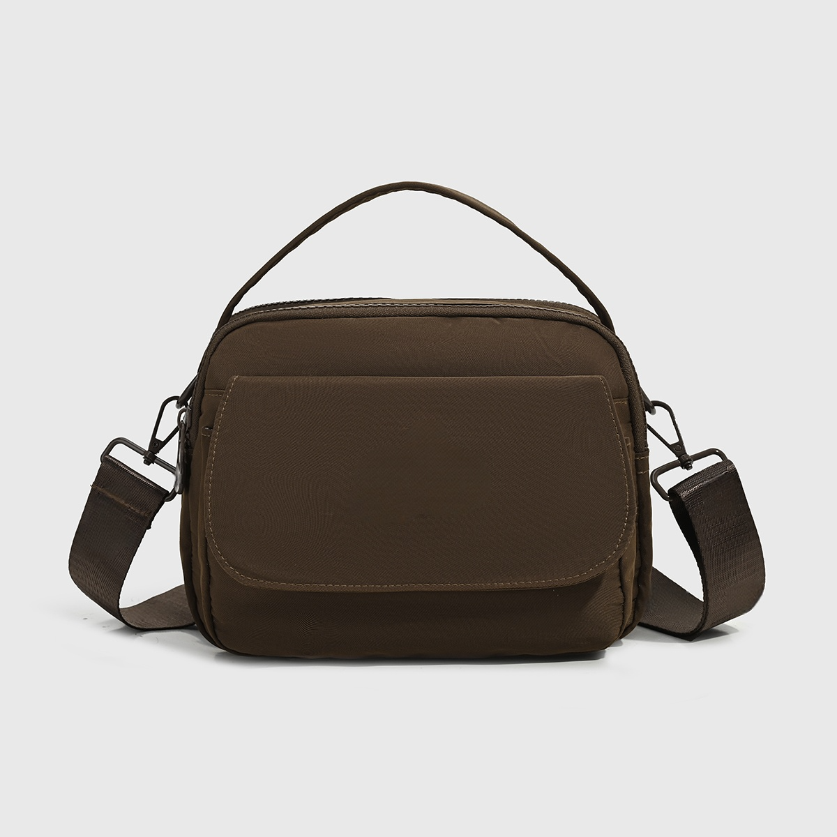 #129 Women's new fashion Joker double zipper design messenger bag
