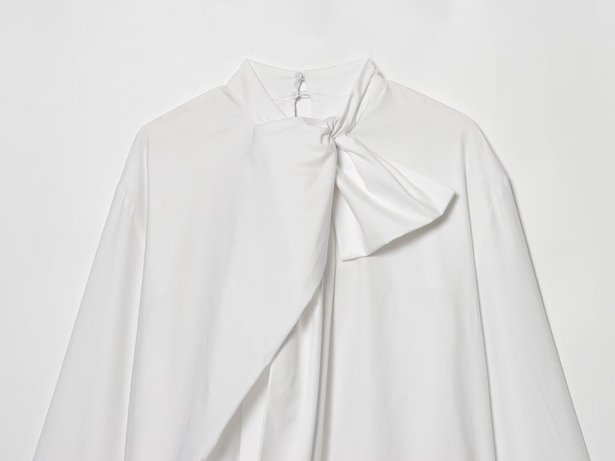 Women's 2026 loose bow decoration poplin shirt