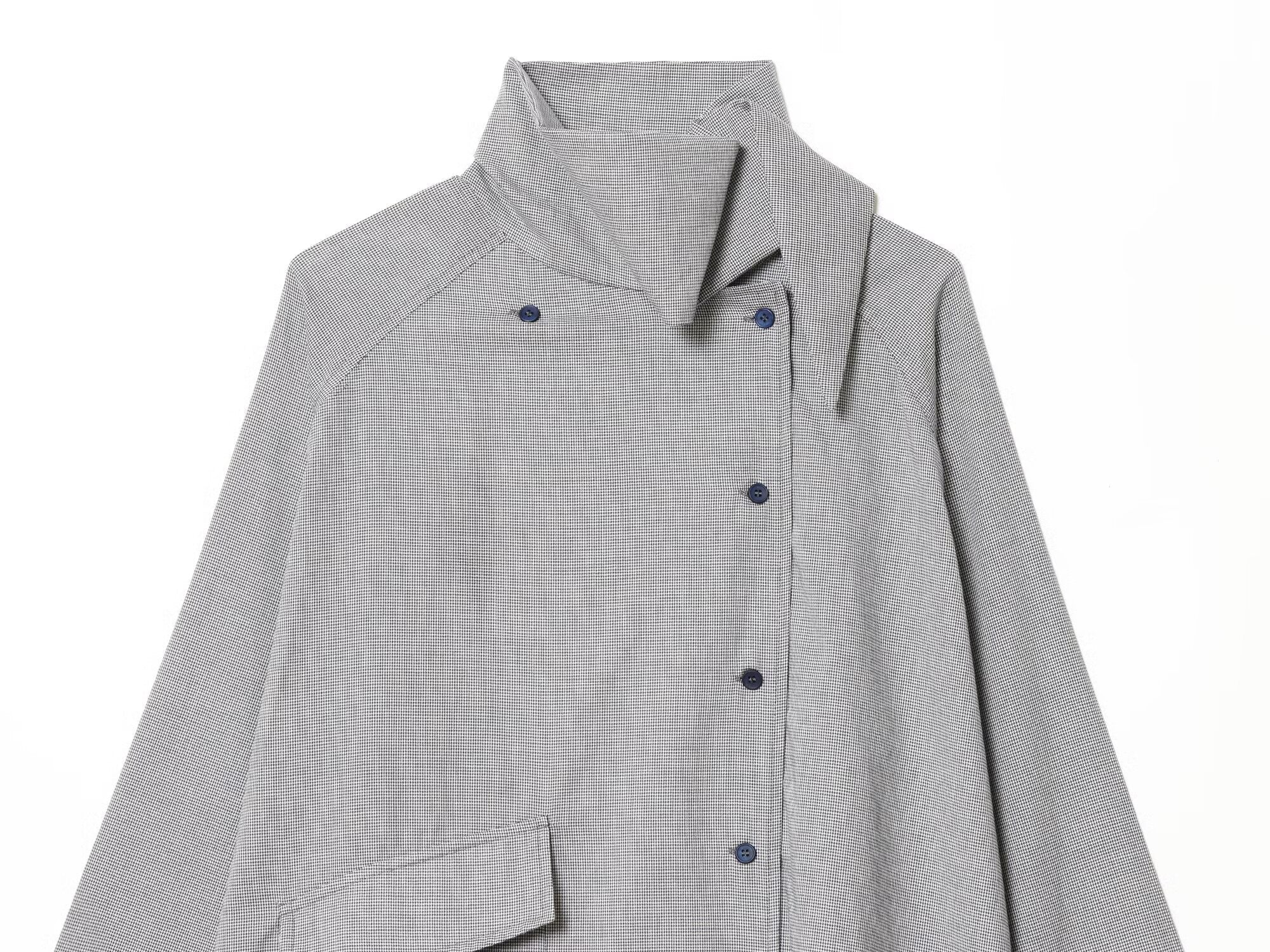 Women's 2026 loose standing collar checkered shirt
