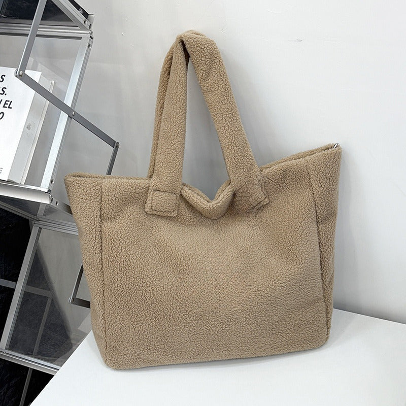 #308 Women's new fashion large-capacity lambswool bag