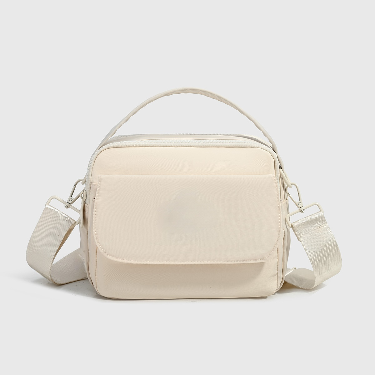 #129 Women's new fashion Joker double zipper design messenger bag