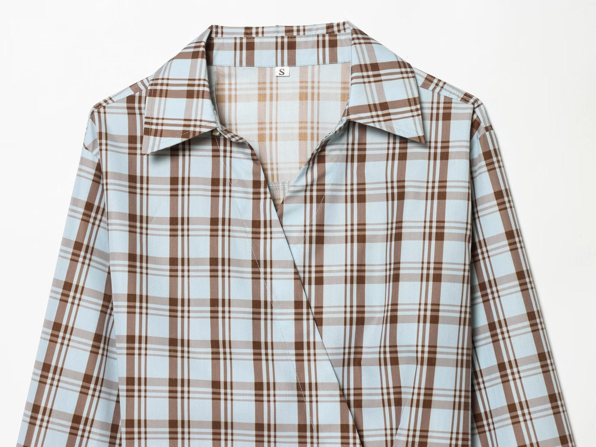 suit Women's 2 pieces pleated poplin plaid shirt+Skirts