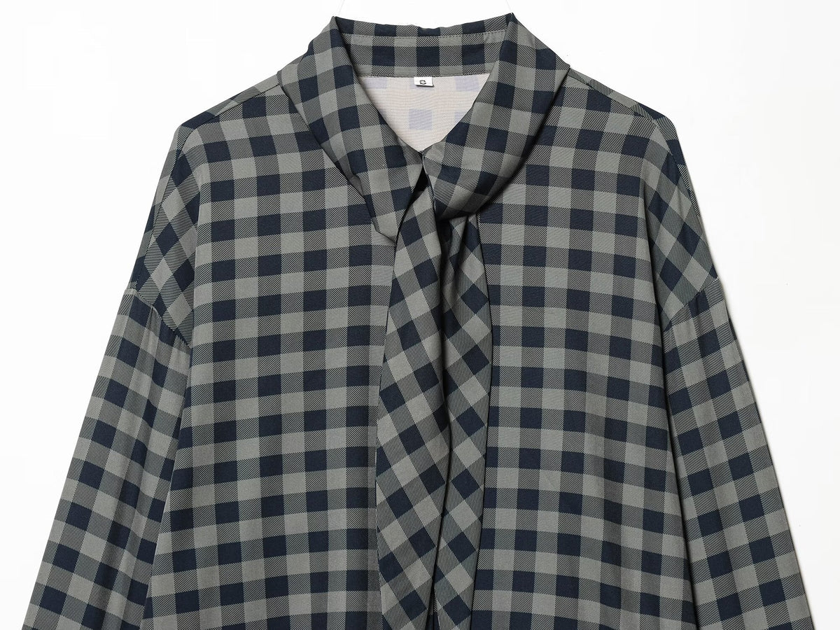 Women's scarf decoration casual plaid shirt