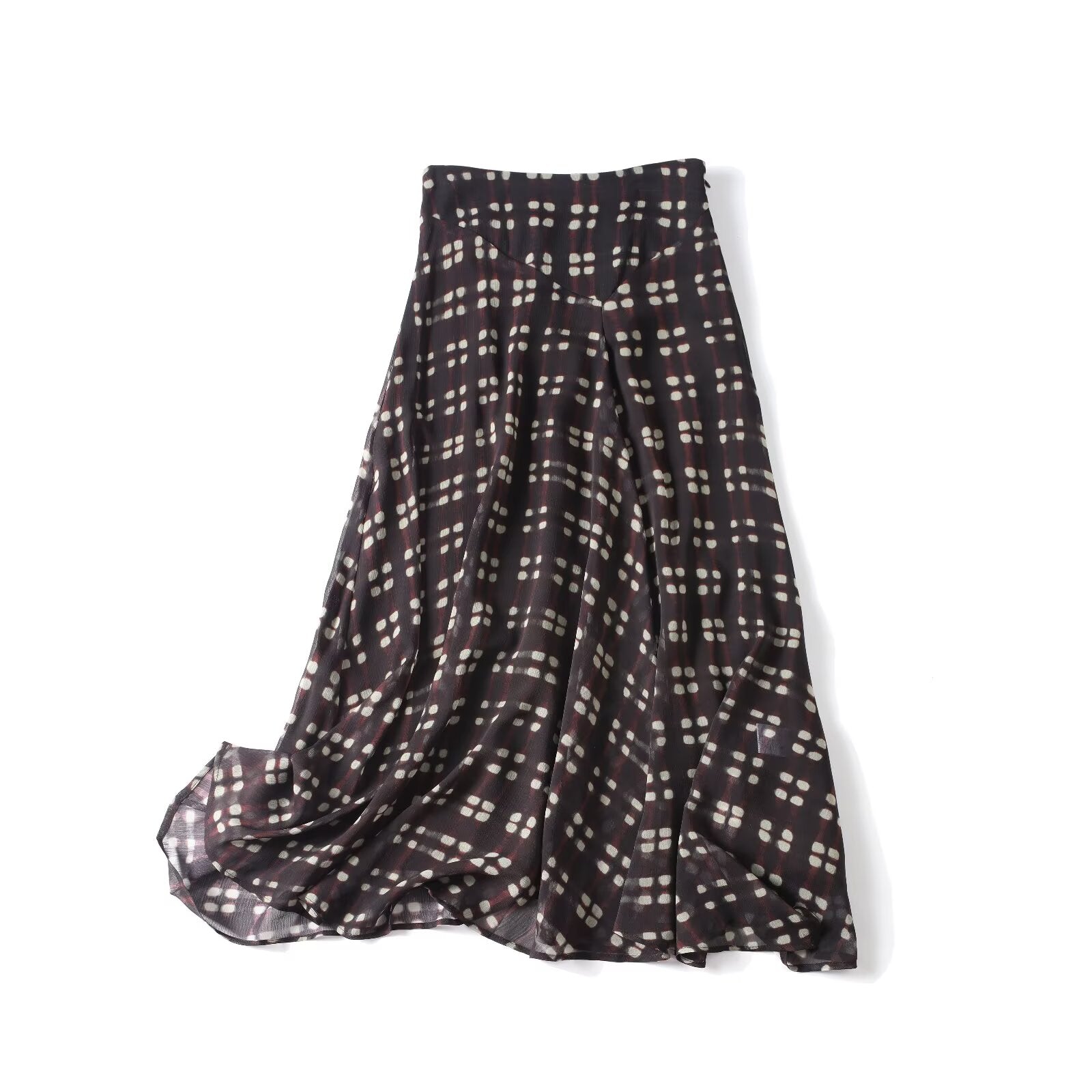 Women's casual retro plaid printed MIDI skirt