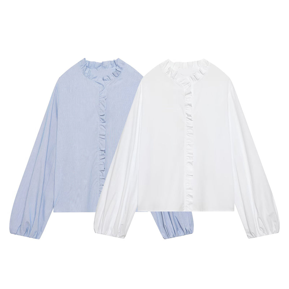 Women's 2026 layered decoration casual poplin shirt