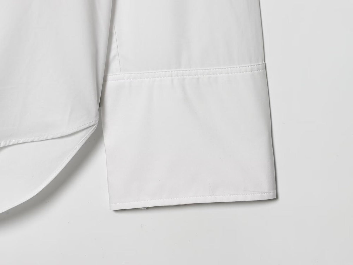 Women's 2026 loose bow decoration poplin shirt