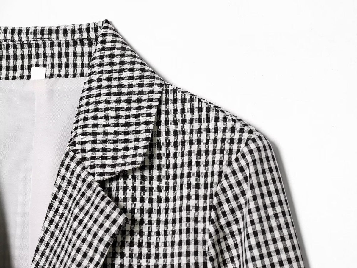 Women's With Belt casual plaid Blazer Coat