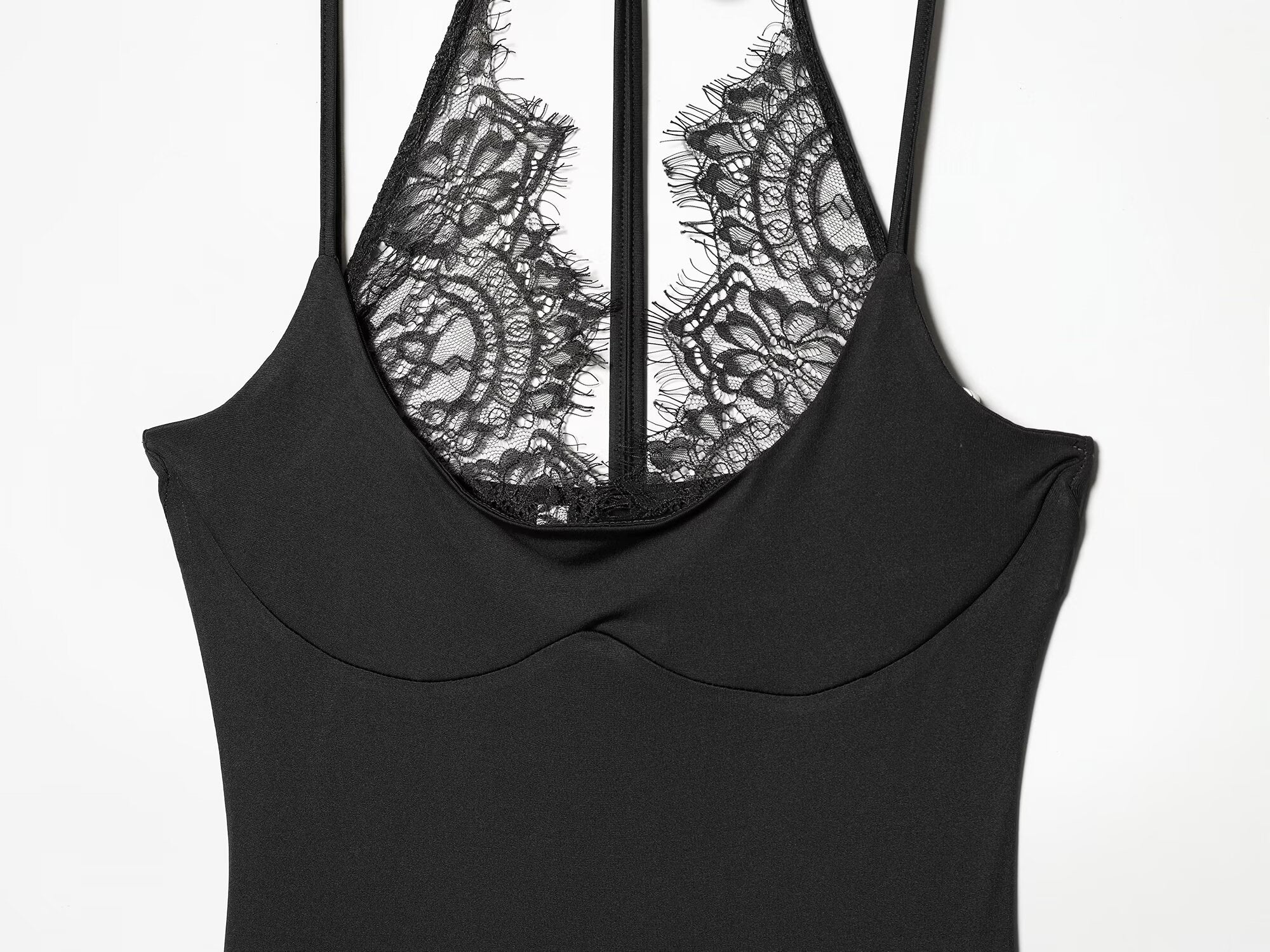 Women's patchwork lace halter neck jumpsuit
