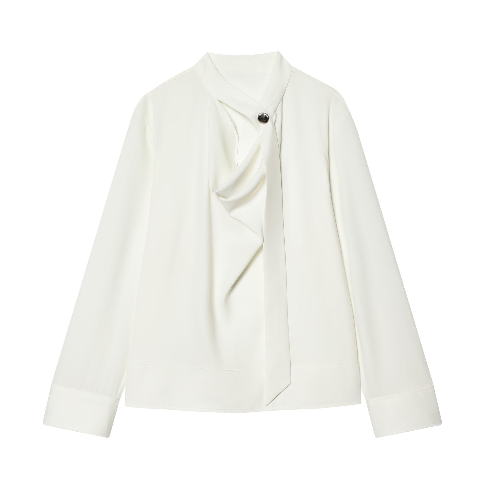 Women's lace up collar pleated shirt