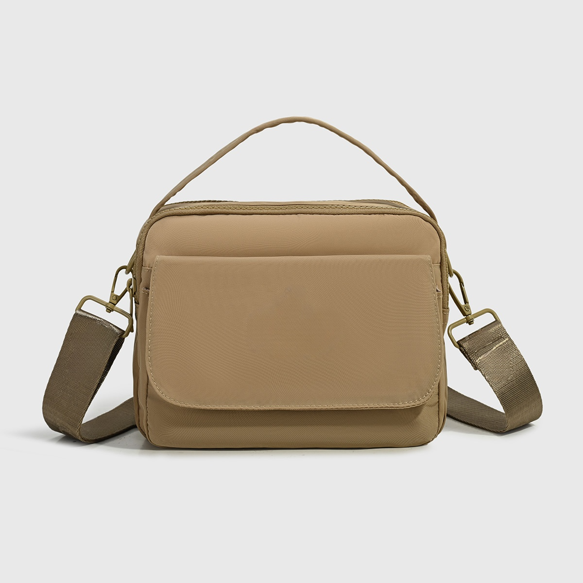 #129 Women's new fashion Joker double zipper design messenger bag