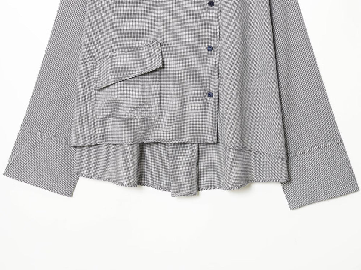 Women's 2026 loose standing collar checkered shirt