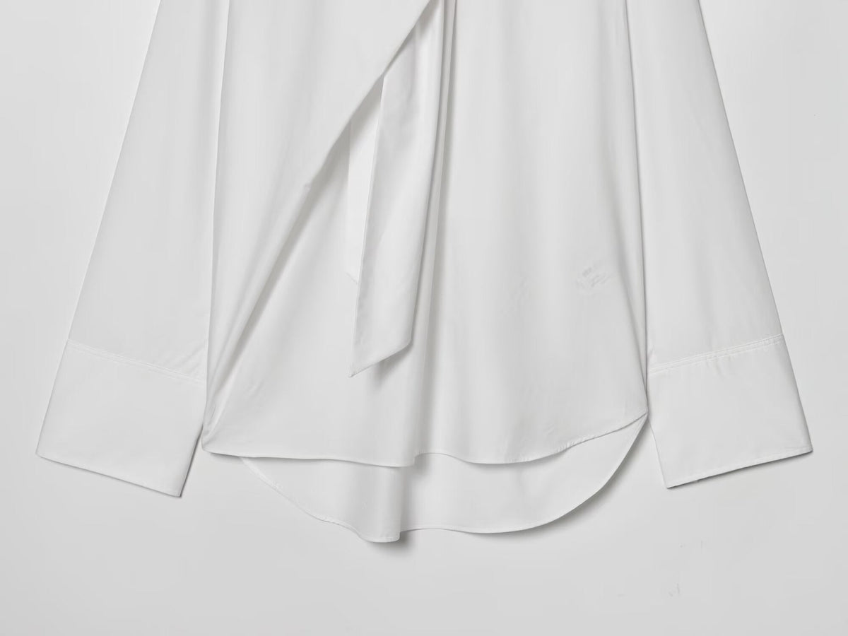 Women's 2026 loose bow decoration poplin shirt