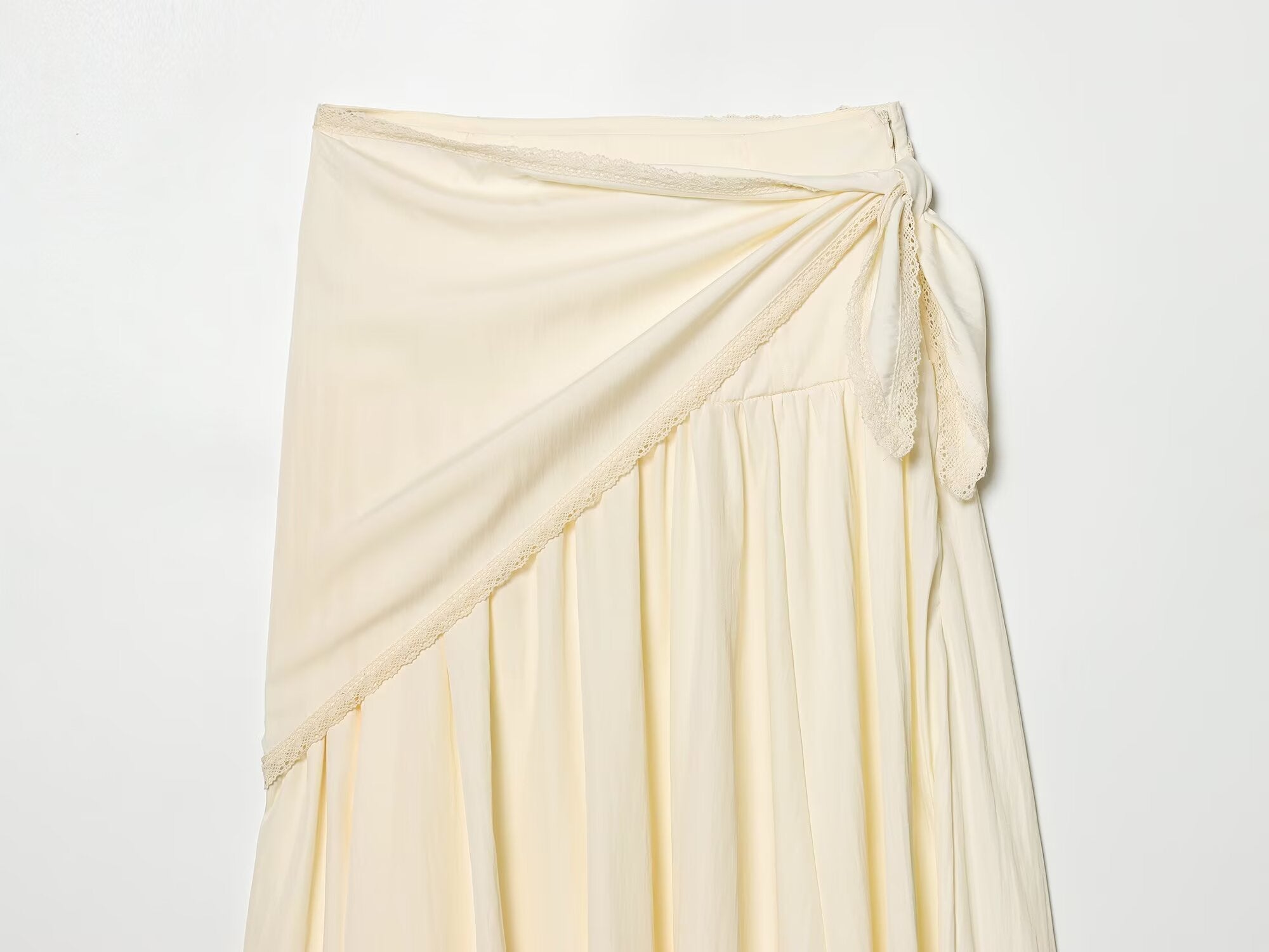 Women's scarf knot decoration pleated Midi skirt