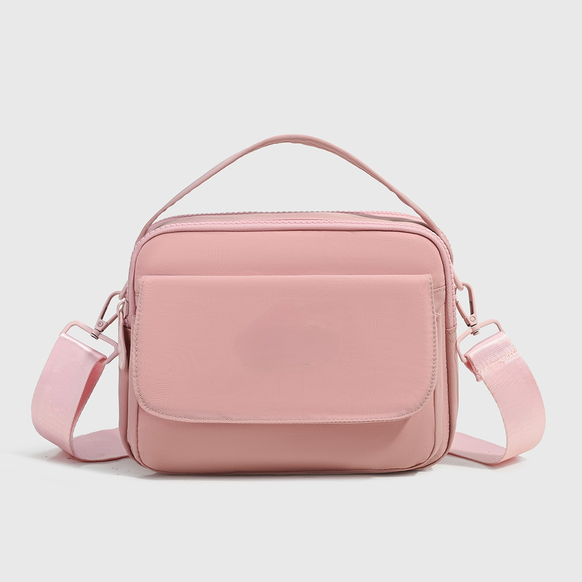 #129 Women's new fashion Joker double zipper design messenger bag