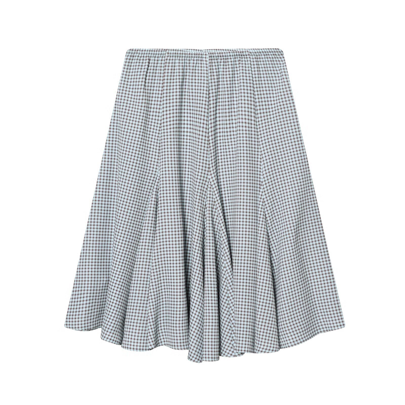 suit Women's 2 pieces pleated poplin plaid shirt+Skirts