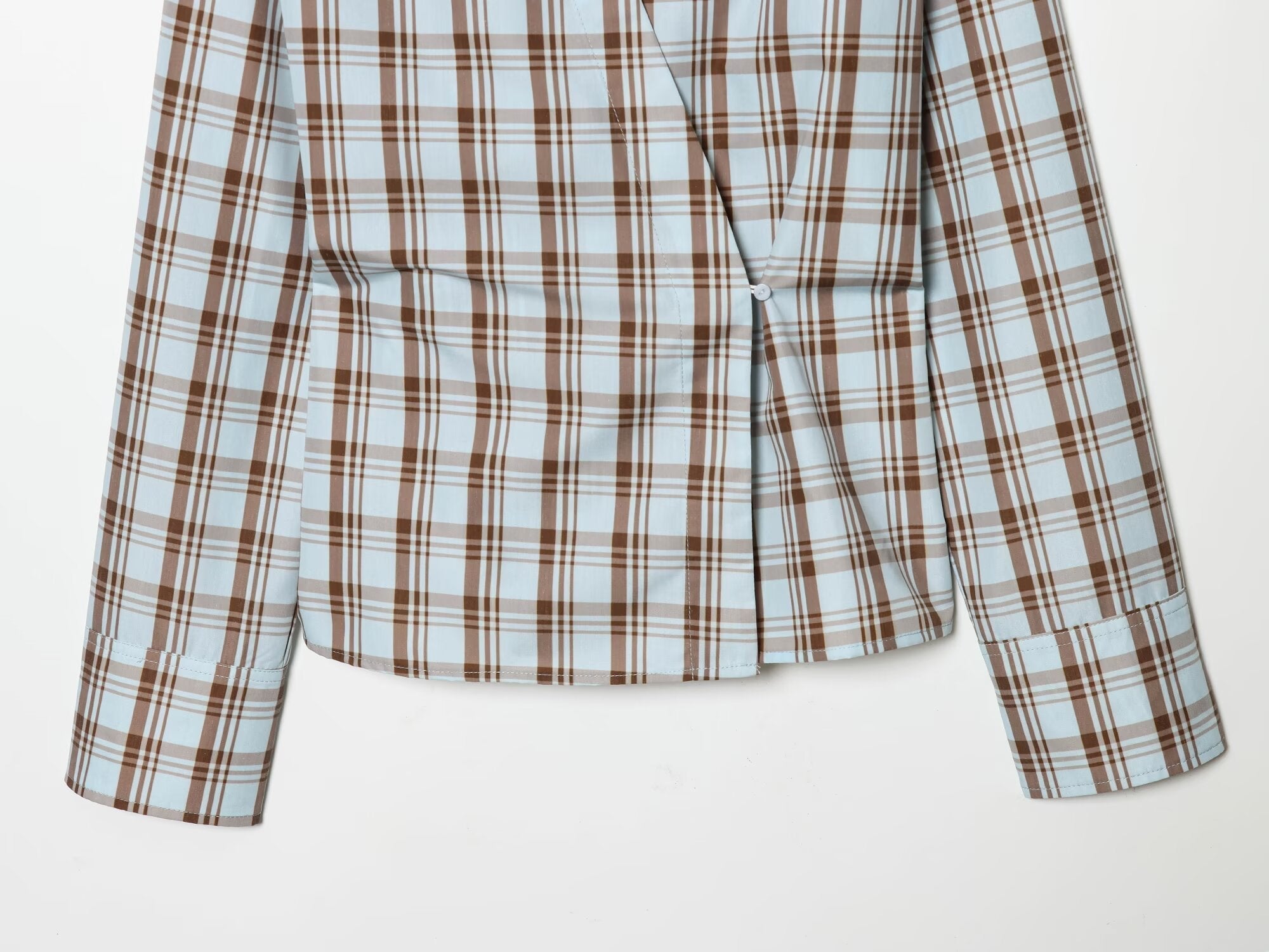 suit Women's 2 pieces pleated poplin plaid shirt+Skirts